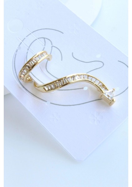 Yılan Tasarım Dizi Baget Zirkon Taşlı Kıkırdaklı Earcuff Küpe Gold fiyatları