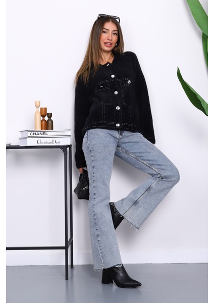 Siyah Angora Yumoş Triko Hırka fiyatları