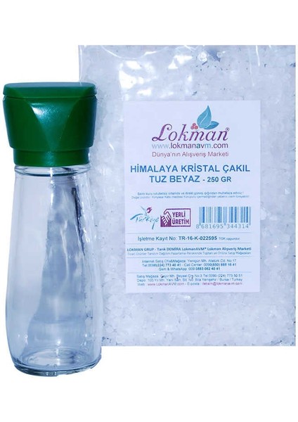 Tuz Karabiber Değirmeni Yeşil + Himalaya Çakıl Tuz Beyaz 250 gr