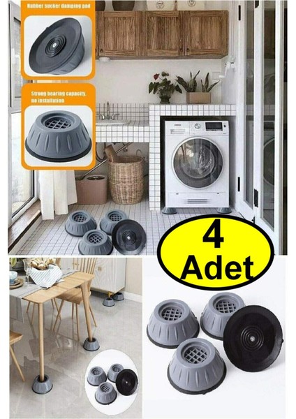 Çamaşır Makinesi Titreşim Önleyici Mobilya Yükseltici Kaydırmaz Vantuzlu Stoper Set 4 Adet
