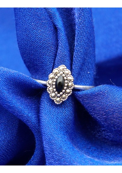 925 Ayar Kadın Gümüş Oltu Taşı Yüzük SY00046 fırsatları