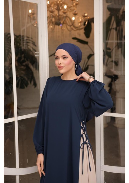 Lacivert Yandan Garnili Elbise 5061 fırsatları