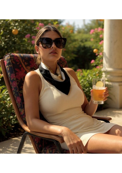 Saten Kumaş Modern Desenli Fular 47X47CM fiyatları