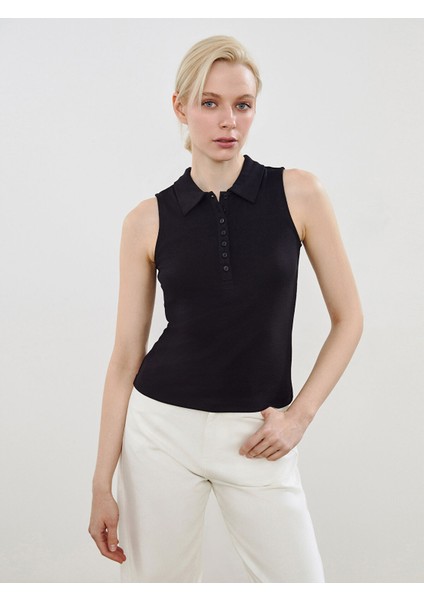 Yeni Sezon Polo Yaka Modal Karışımlı Kadın Atlet