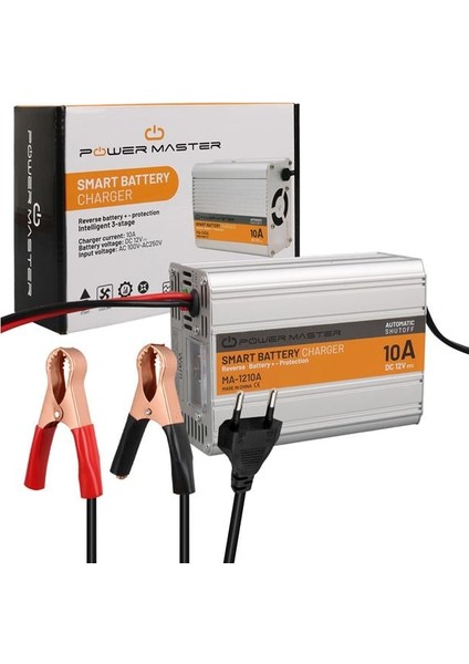 Powermaster MA-1210A 12 Volt - 10 Amper Akıllı Hızlı Akü Şarj Cihazı Analog Amper Göstergeli