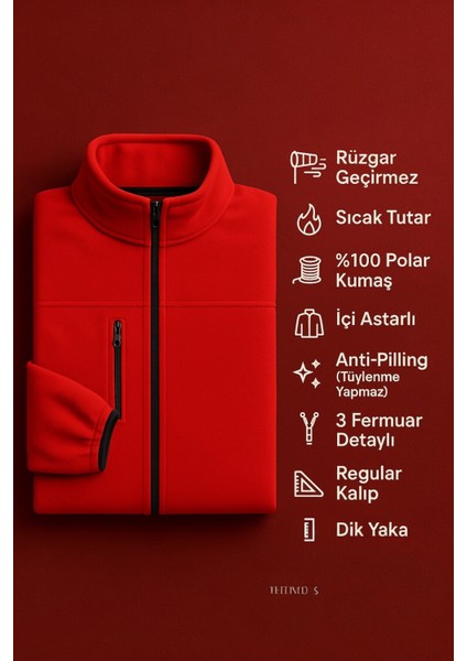 Erkek Anti-Pilling Tüylenme Yapmayan Standart Fit Dik Yaka Soğuk Geçirmez Üç Cepli Fermuarlı Polar modelleri
