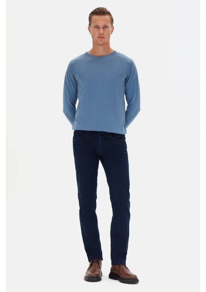 Ds Damat Regular Fit Mavi Düz Kazak