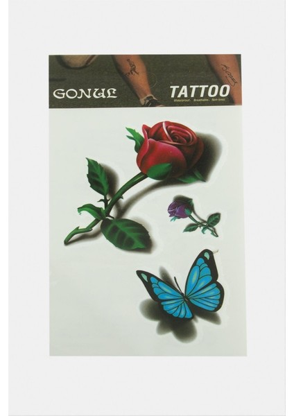 Ds-Derin Gül Tattoo Dövme Sticker-Beyaz