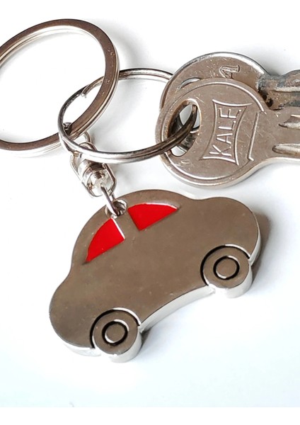 Metalik Renkli Çift Taraflı Kırmızı Camlı Vosvos Metal Anahtarlık modelleri