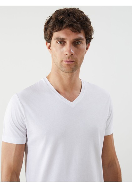 Yeni Sezon V Yaka Kısa Kollu Penye Erkek Tişört fiyatları