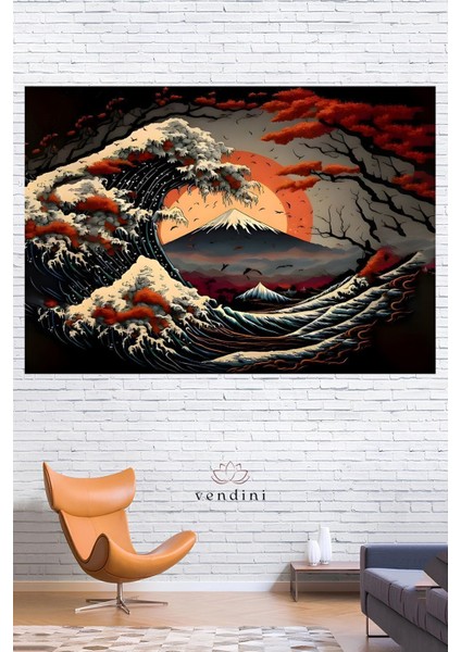 Japon Denizinde Dalgalar Duvar Örtüsü Duvar Halısı Wall Tapestry