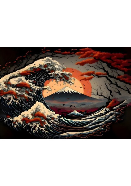 Japon Denizinde Dalgalar Duvar Örtüsü Duvar Halısı Wall Tapestry fırsatları