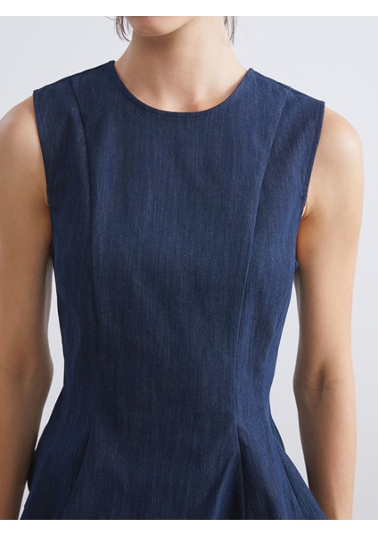 Yeni Sezon Bisiklet Yaka Peplum Jean Bluz modelleri