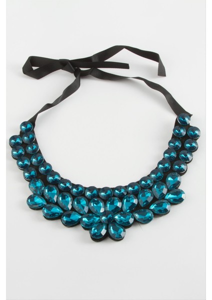 Ds-Derin Papatya Taşlı Yaka Kolye-Petrol Yeşili fiyatları