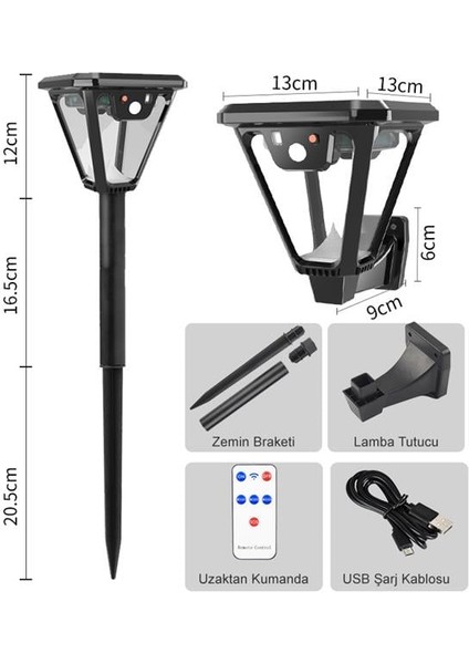 Powermaster HS-V83 Solar Panelli 3 Modlu Kumandalı Hareket Sensörlü 100 Smd Ledli Şarjlı Duvar ve Bahçe Lambası fiyatları