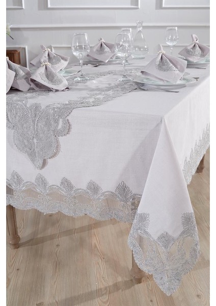 Midye Masa Örtüsü Takımı 26 Parça Gri modelleri