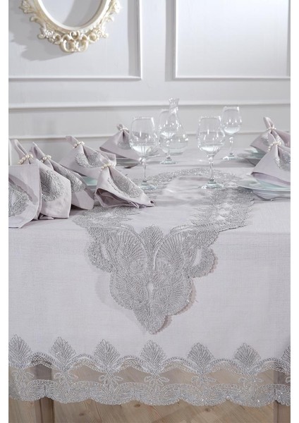 Midye Masa Örtüsü Takımı 26 Parça Gri fırsatları