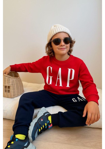 Kırmızı Siyah Desenli 2 Ip Kumaş Erkek Çocuk Eşofman Takım Süper Kalite