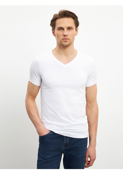 Yeni Sezon V Yaka Kısa Kollu Erkek Atlet