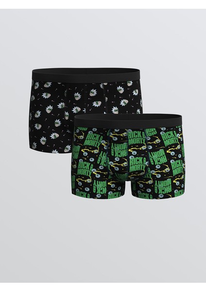 Yeni Sezon Rick And Morty Baskılı Pamuklu Esnek Erkek Boxer 2'li