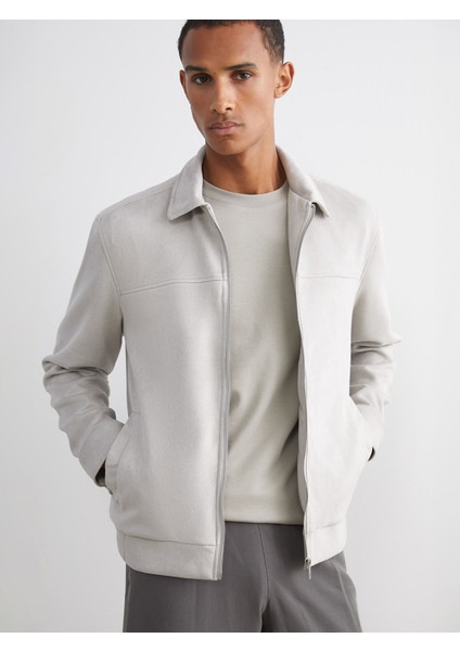 Yeni Sezon Slim Fit Gömlek Yaka Süet Erkek Mont