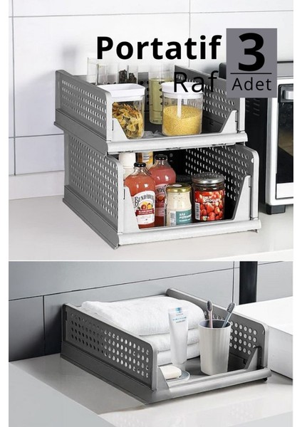 Mithra Life 3 Lü Kayar Raf Organizer – Gri Dolap Içi Kıyafet, Aksesuar Düzenleyici MIT1263 indirimleri