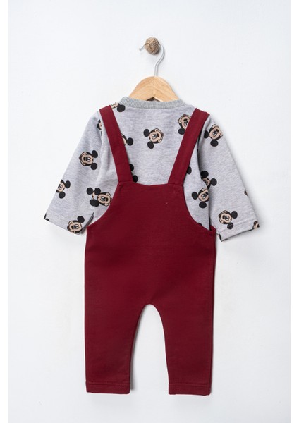Mickey Mouse Baskılı Içi Badili Salopet Bebek Tulumu