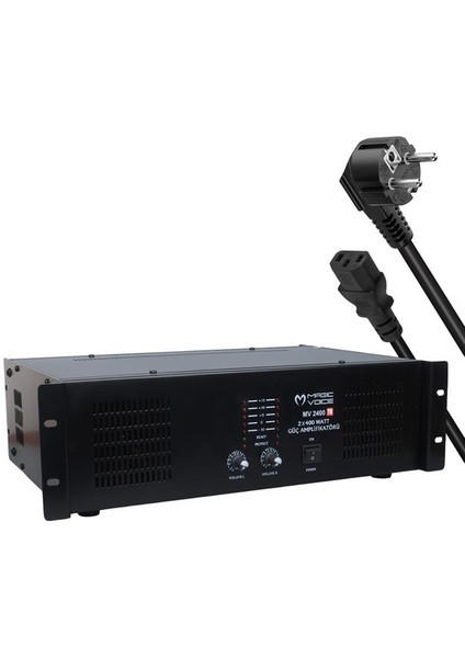 Magicvoice MV-2400 2X400 Watt 4-8 Ohm -100 V 19 Rack Hat Trafolu Power Anfi