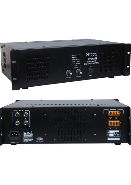 Magicvoice MV-2400 2X400 Watt 4-8 Ohm -100 V 19 Rack Hat Trafolu Power Anfi fiyatları