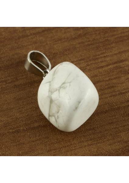 Ds-Derin Havlit Doğaltaş Kolye Ucu-Beyaz