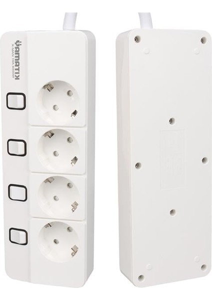 Yamatik X-MAN-104 A-Class 4'lü Ayrı Anahtarlı 2 Metre Akım Korumalı Grup Priz 1400 Joule fiyatları