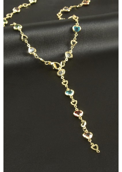 Ds-Derin Kalp Zirkon Taşlı Y Kolye-Sarı fiyatları