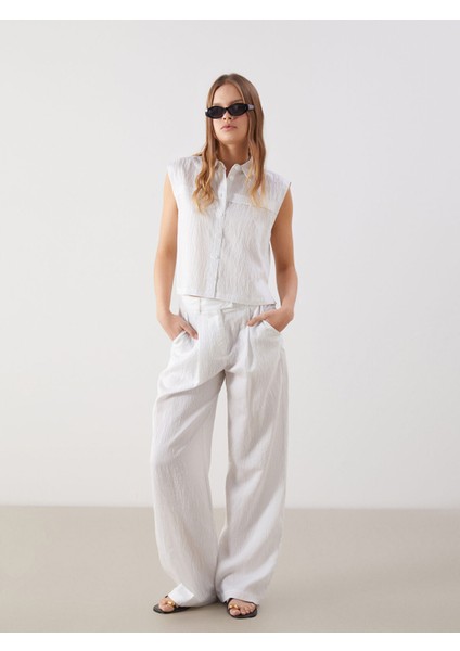 Yeni Sezon Loose Fit Çizgili Kadın Pantolon