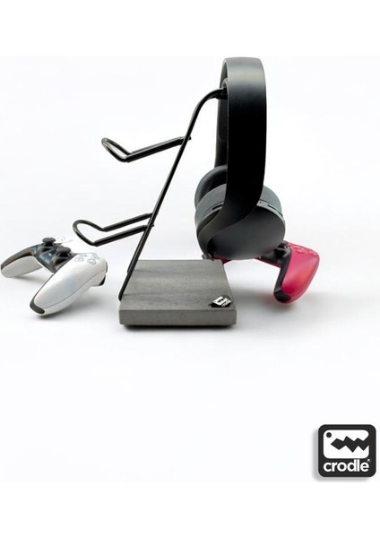 Siyah Ahşap ve Siyah Metal Gaming Ps4 Ps5 Xbox Joystick Controller Tutucu ve Kulaklık Dikey Standı modelleri