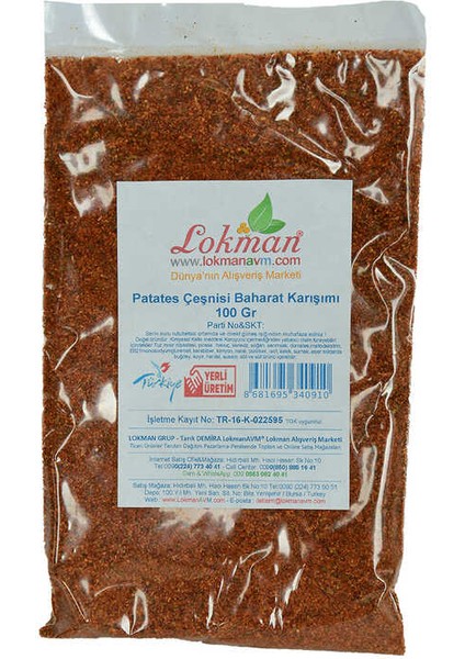 Kızarmış Patates Baharatı Çeşnisi Karışımı 100 gr Paket fiyatları