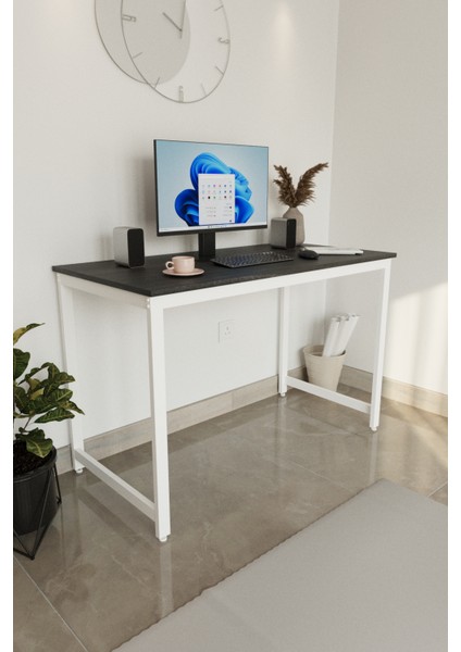 Siyah/beyaz 120X60 Çalışma Masası, Bilgisayar Masası, Ofis Masası, Metal Ayaklı
