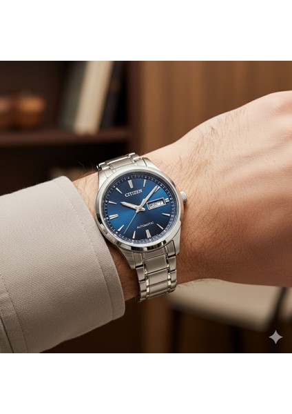 NY4058-79LC Erkek Kol Saati | 40 mm Gümüş Paslanmaz Çelik Kasa, Mavi Kadran, Otomatik Mekanizma fiyatları