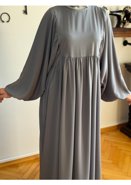 Gri Balon Kollu Oversize Elbise 5096 fiyatları