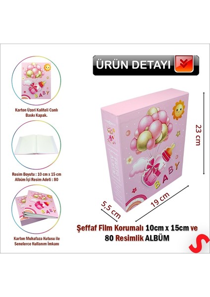 Bebek Fotoğraf Albümü Kutulu, 80 Resimlik - Pembe Biberon fiyatları