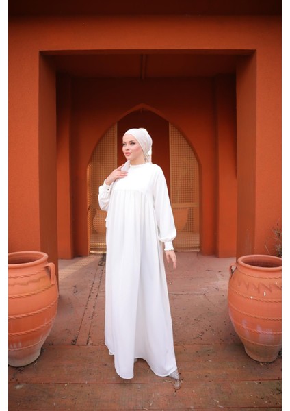 Ekru Fırfırlı Robalı Elbise 5062 indirimleri