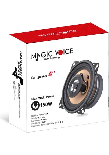 Magicvoice MV-2004 150 Watt 10 cm Tweeterlı Tekli Oto Hoparlör fiyatları