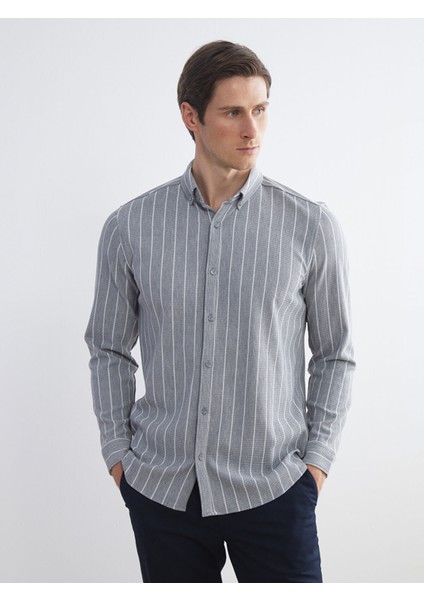 Yeni Sezon Slim Fit Uzun Kollu Çizgili Erkek Gömlek fiyatları
