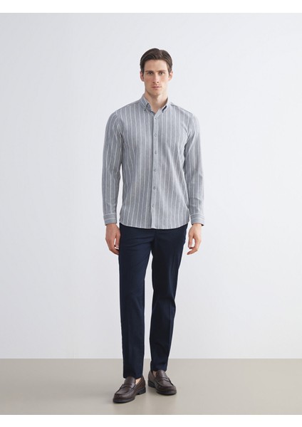 Yeni Sezon Slim Fit Uzun Kollu Çizgili Erkek Gömlek modelleri