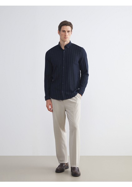 Yeni Sezon Slim Fit Uzun Kollu Çizgili Erkek Gömlek modelleri