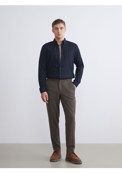 Yeni Sezon Slim Fit Uzun Kollu Çizgili Erkek Gömlek fırsatları