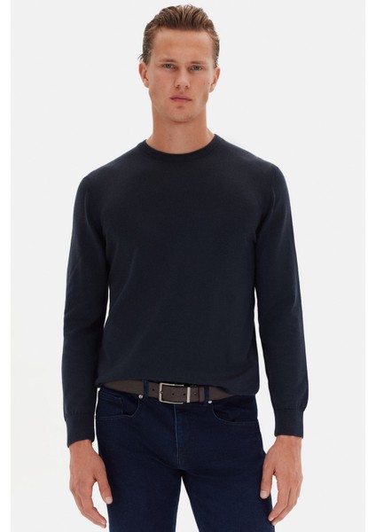 Ds Damat Regular Fit Lacivert Düz Örgü Kazak