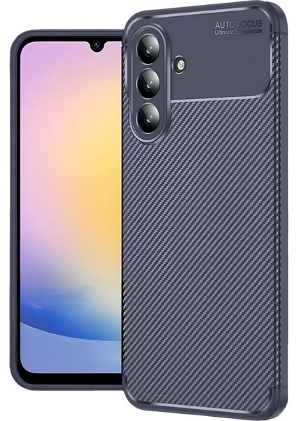 Samsung Galaxy S25 Fe Uyumlu Kılıf Negro Karbon Görünümlü Silikon Lacivert