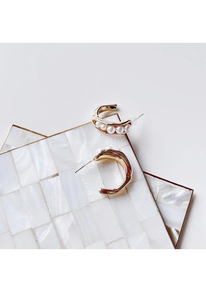 Collar De Perlas Gold Küpe