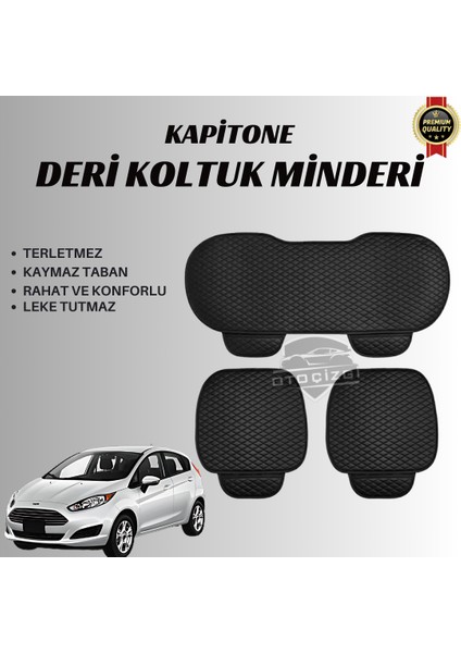 Ford Fiesta Uyumlu Deri Kapitone Koltuk Minderi Koruma Kılıfı – 3’lü Set