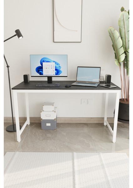 Siyah/beyaz 140X60 Çalışma Masası, Bilgisayar Masası, Ofis Masası, Metal Ayaklı fiyatları